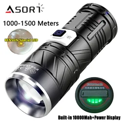 Powerful LED Flashlight 10000mAh Battery Rechargeable Outdoor Bright Torch 1500M Long Range Lamp Strong Light Lantern Waterproof