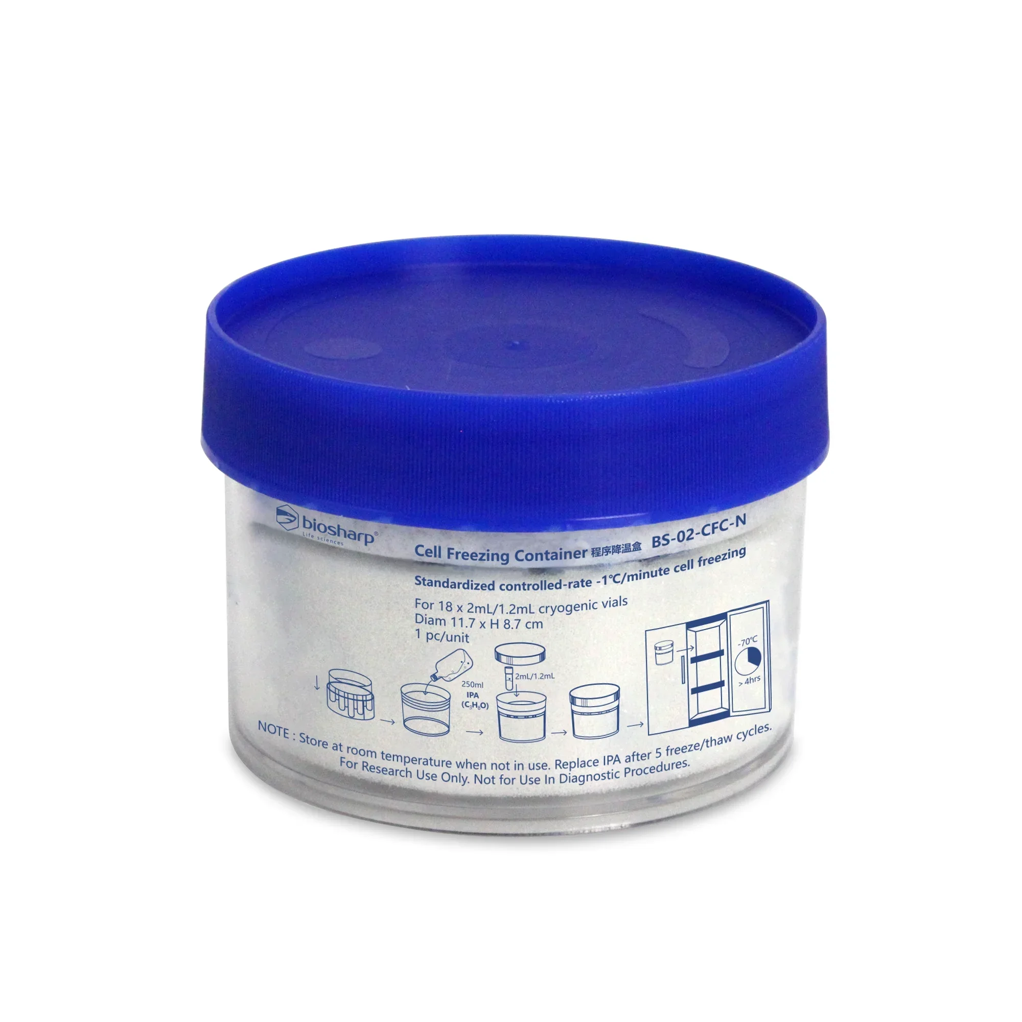 Program Cooling Box, Cell Freezing Container, Gradient Cooling Box,120×86mm, Suitable for 1.0-2.0ml Frozen Storage Tube