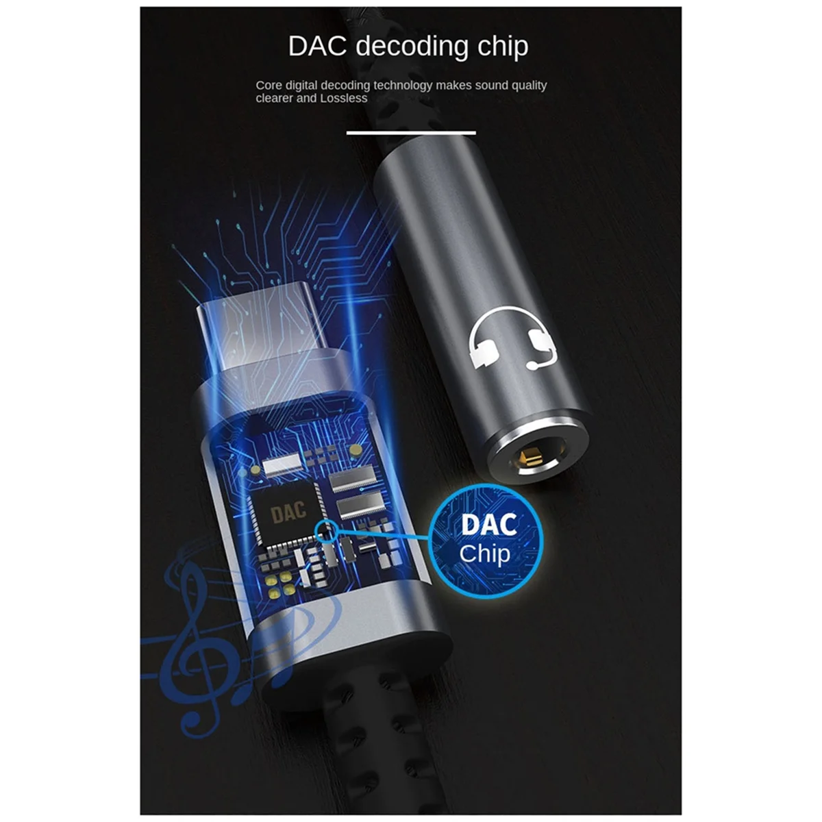 USB Type C to 3.5mm Earphone Jack Digital Audio Adapter Converter USB C to 3.5 mm Headphone Aux Cable Grey