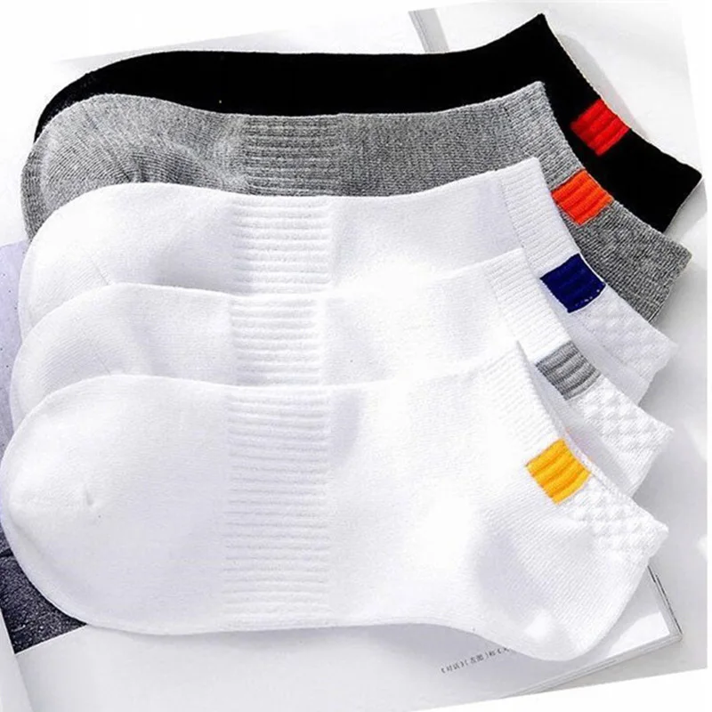 

5 Pairs High Quality Summer Men's Socks Fashion Business Cotton Sports Breathable and Ankle Boat Socks Large Size Socks EU 38-47