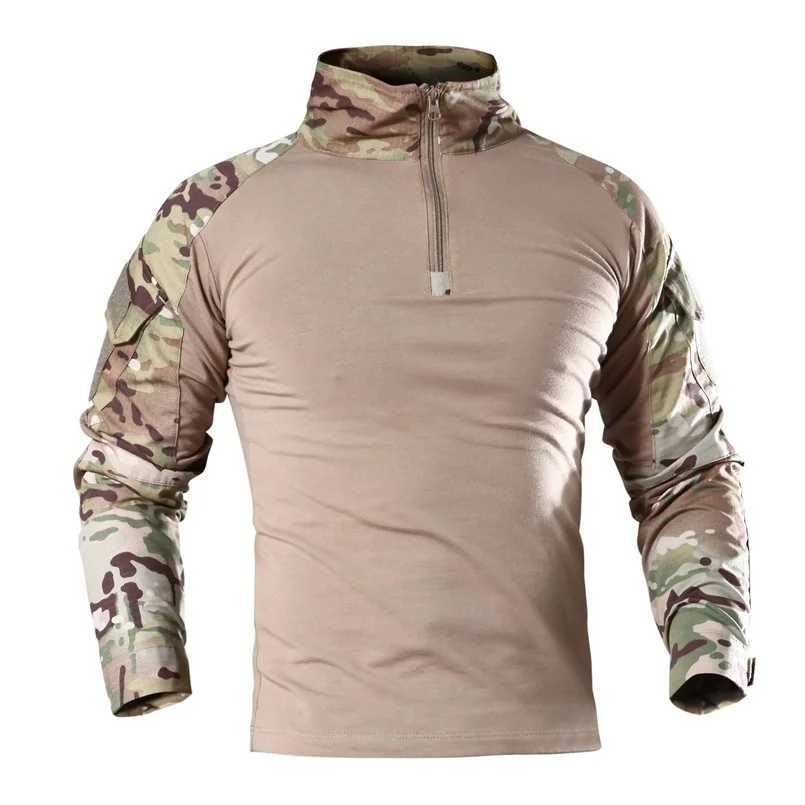 

Male Outdoor Tactical Military Hiking T-Shirts Army Camouflage Long Sleeve Sports T Shirt Breathable Sport Clothes Pro Wear