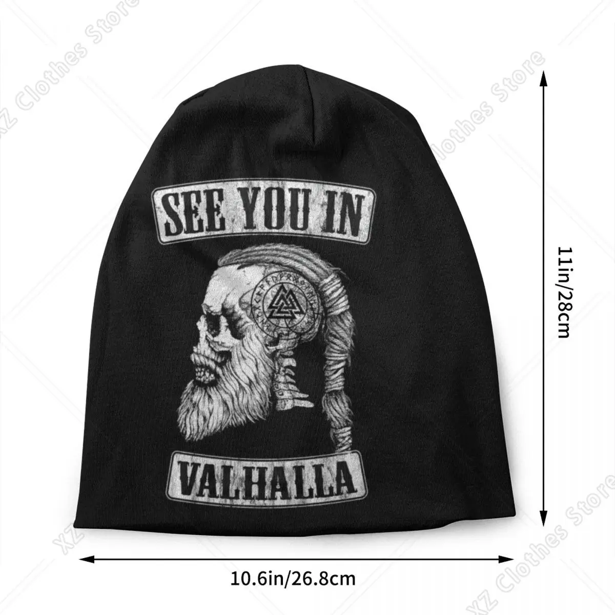 See You In Valhalla Skull Viking Skullies Beanies Caps Unisex Winter Warm Knitted Hat Norse Odin Ragnar Warrior Bonnet Hats