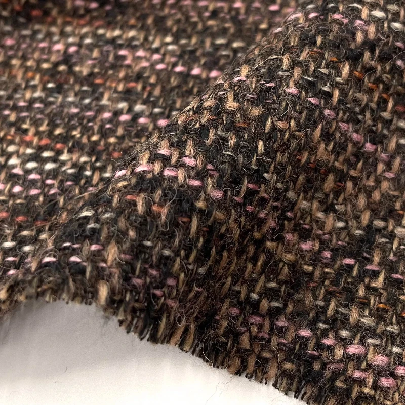 

Винтажная коричневая смешанная шерсть, твидовая ткань, осень-зима, роскошные костюмы-букле, тканый дизайнерский текстиль, мягкий шикарный материал для одежды