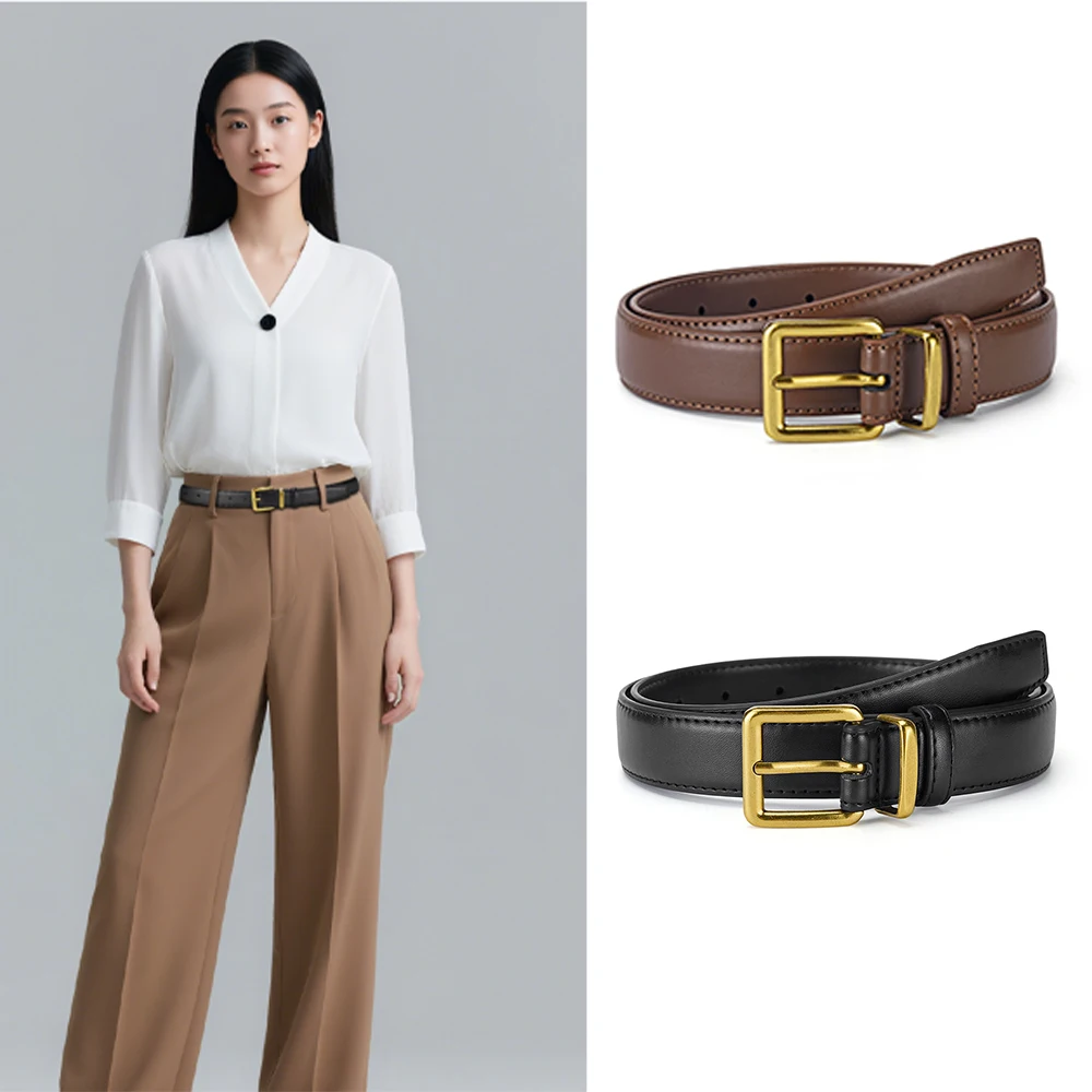

1-2pcs New Fashion Women Square Pin Buckle Soft Belt Retro Student Youth Jeans Belt Simple Lady Birthday Gifts
