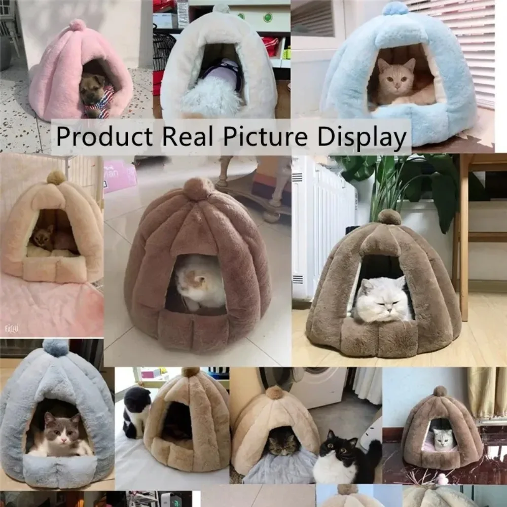 Winter Warm Semi-closed Cat House Removeable Kennel Nest Pet Basket Soft Comfortable Kitten Sleeping Pet Nest Cat and Dog Home