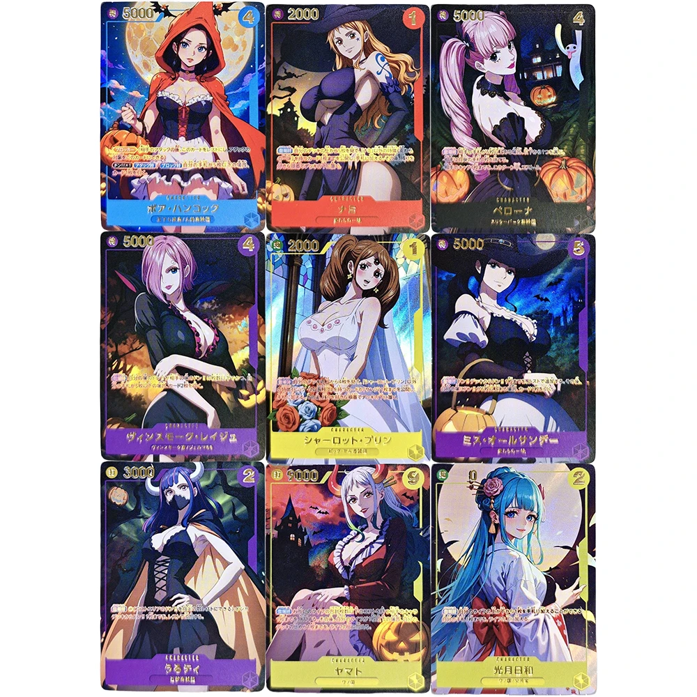 9 pz/set Anime One Piece DIY ACG Perona Nico Nami Reiju Robin Boys Battle Game Toys carte da collezione regali di compleanno di natale