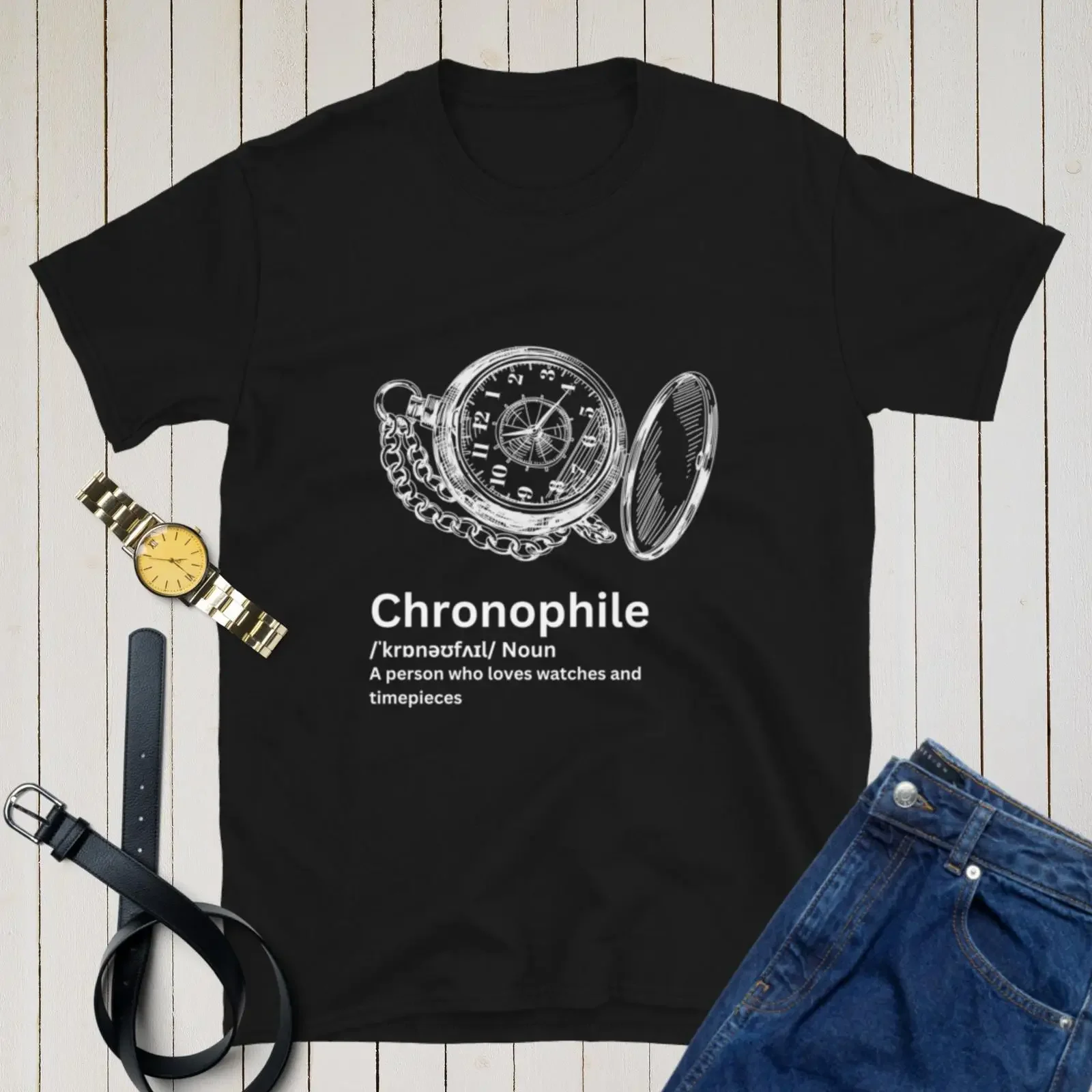 Chronophile T Shirt Watch Lover Horology Definition Timepiece vintage Washed Top For Everyday Wear Stylish Unisex Casual