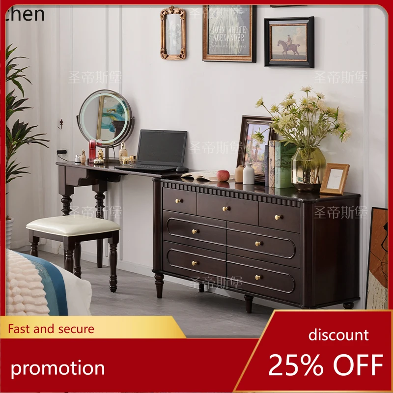 

HXL Pure Solid Wood Chest of Drawers Dressing Table Multi-Functional Storage Corner Makeup Table