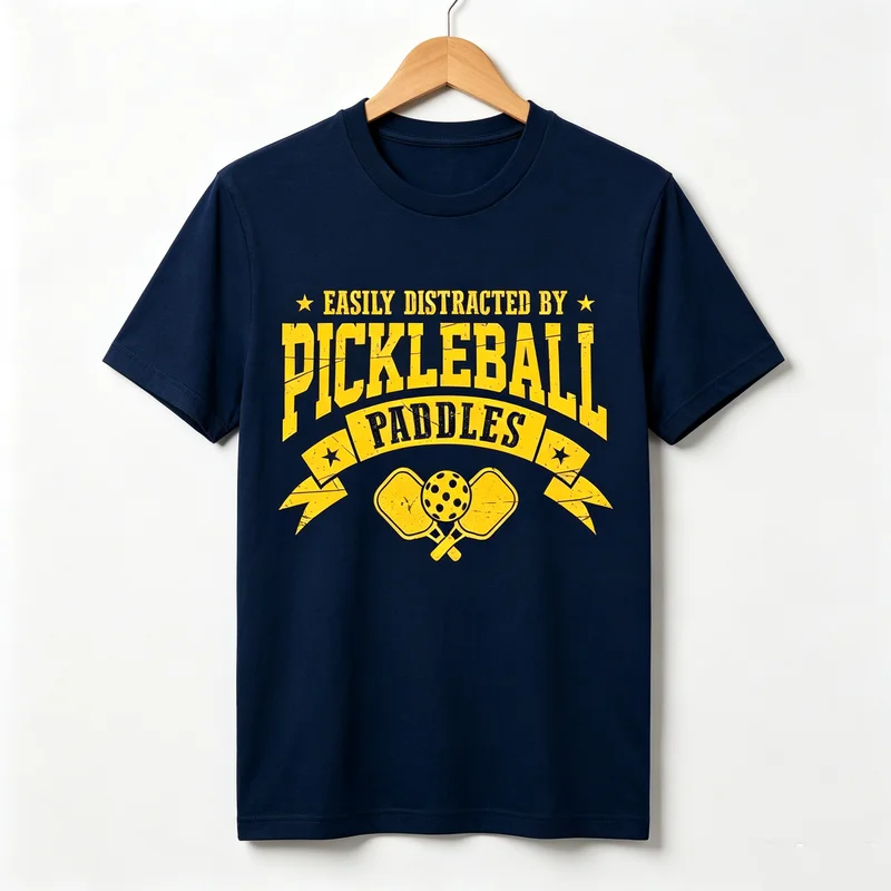 Pickleball Paddles T-Shirt Easily Distracted by Funny Sport Lover Gift Men Women Casual Cotton Tee Streetwear Player Life Fun