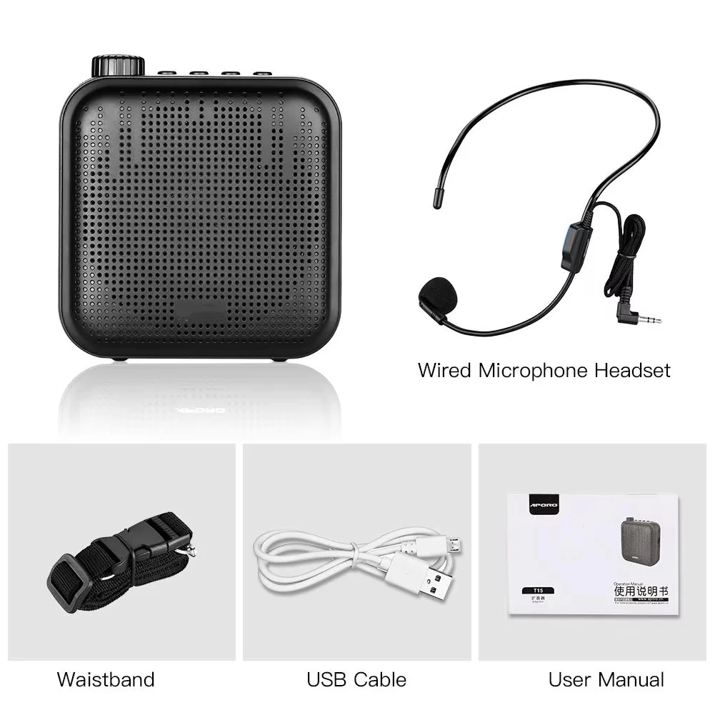AAAEL-Portable Voice Amplifier With Microphone Rechargeable Ultralight Mini Audio Speaker Loudspeaker For Teachers