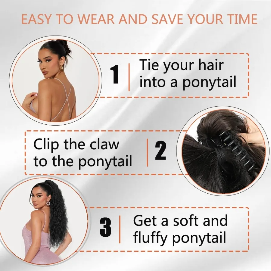 30 بوصة بني مع شقراء يسلط الضوء على ذيل حصان تمديد مخلب كليب لمظهر طبيعي حجم الشعر وطول في ارتداء اليومي Tr