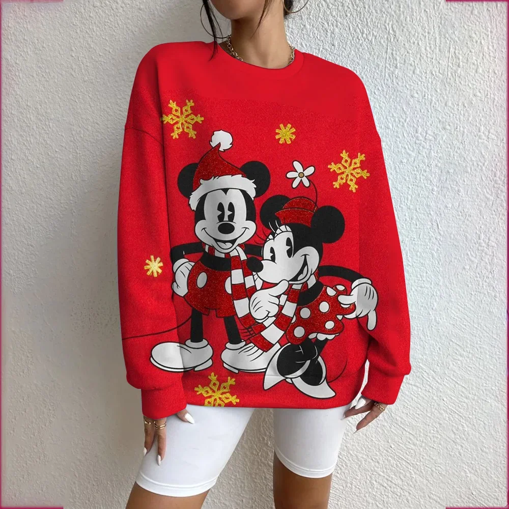 Women's Sports Pullovers O Neck Disney Christmas Series Print Loose Casual Pullovers Fashion Long Sleeve Hoodies for Women