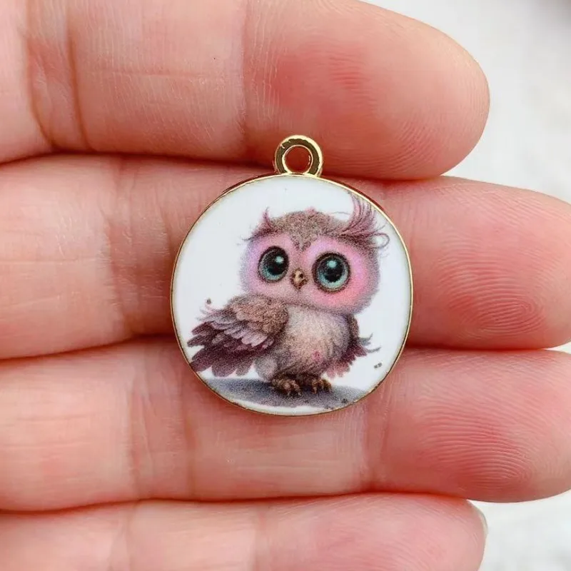 10pcs Owl Cat Enamel Beads Charms Pendants for Jewelry Making Floating Metal Women DIY Necklace Bracelet Earrings Accessories