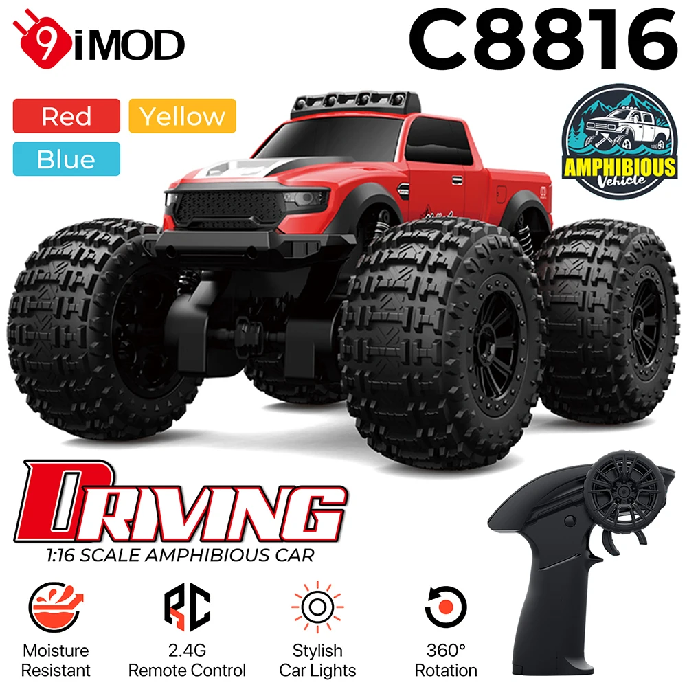 

9IMOD RC Amphibious Car C8816 1:16 4WD Drive 2.4G 50M 360° Rotation Off-road Vehicle For Water Grassland Dirt Road Mountain Road