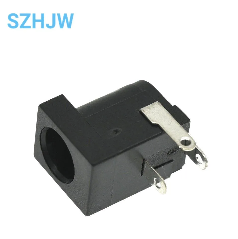 Conector de alimentación de CC negro, 10 piezas, 5,5x2,1 MM, DC-005, conectores de CC, tipo barril, ángulo recto, Terminal de montaje PCB