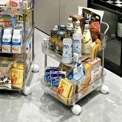 Acrylic Storage Rack Salon Trolley Move Multi-function Living Room Kitchen Salon Trolley Transparent Belt Wheel Carro Furniture