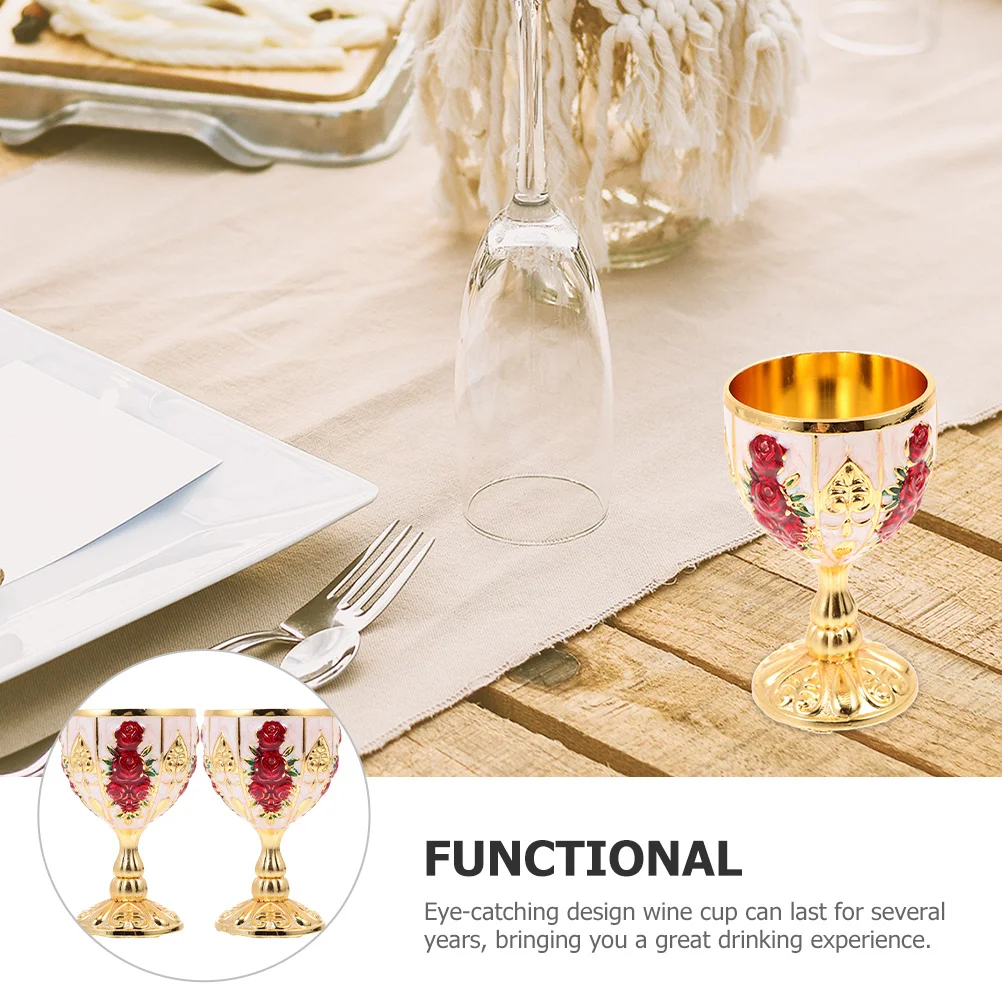 

2pcs Retro Liquor Vintage Style Small Metal Wine Zinc Alloy Anti-Break Drinking Cup For Whiskey Tea Juice Cocktail Mini Reusable