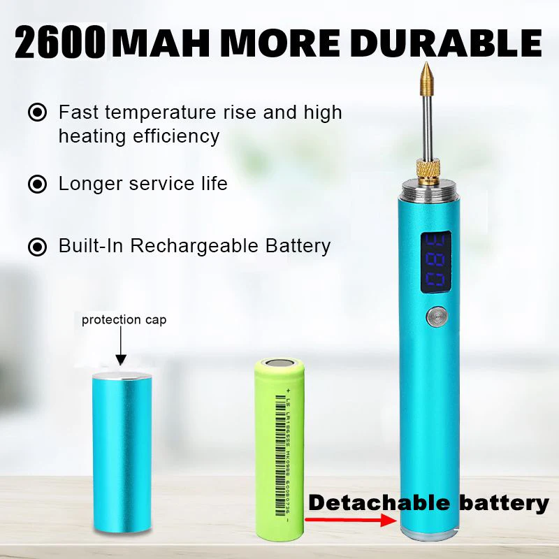 High power Digital display battery  soldering iron USB soldering iron fast heating , portable, 2600mAh large capacity battery