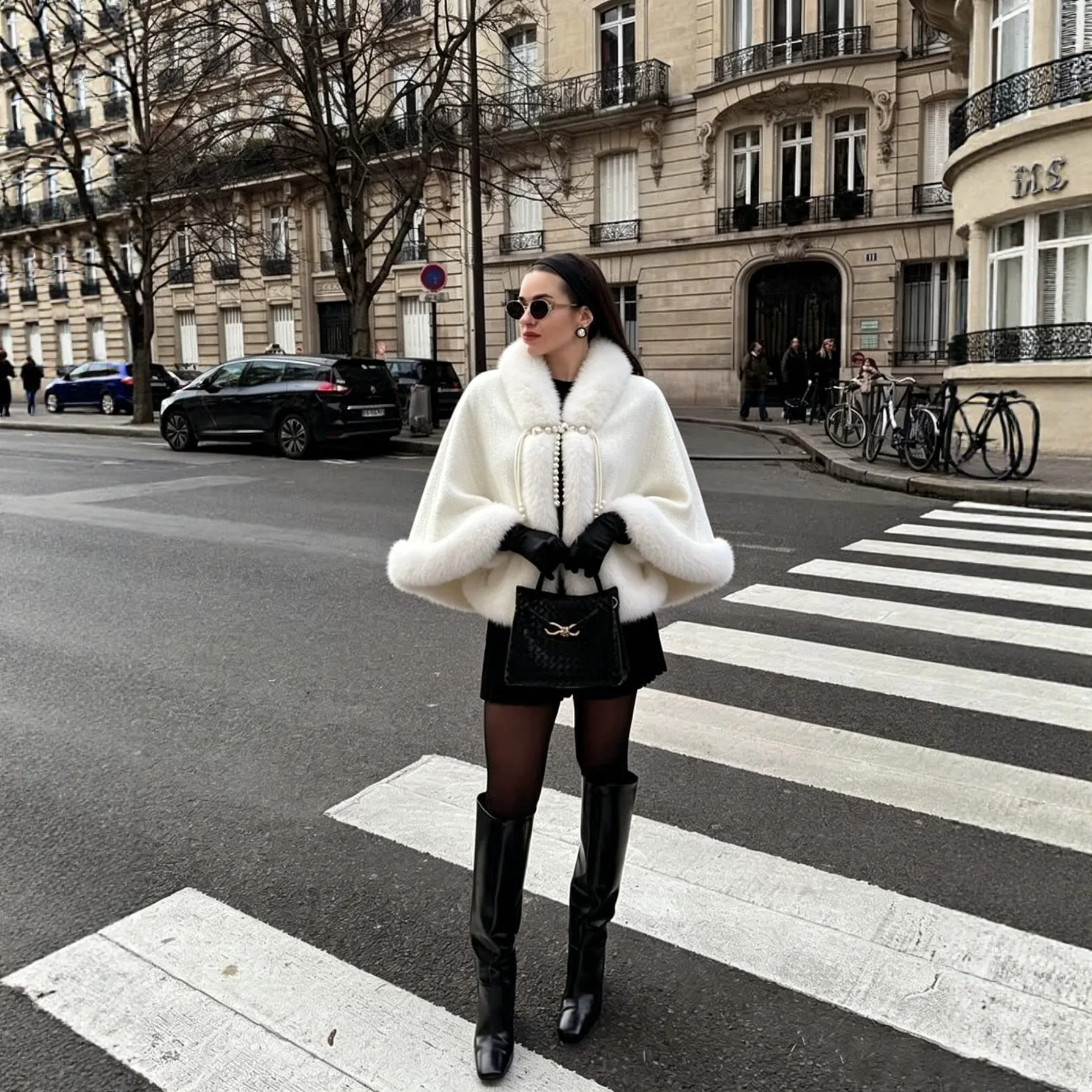 No Hood Long Sleeve Cape Short Length Elegant Women Jacket with Spring Regular Length Regular Sleeve Commuter Stand Collar