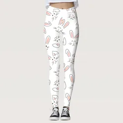 Easter Day Leggings For Women Elastic High Waist Hip Lifting Fitness Yoga Tight Legging Cute Cartoon Rabbit Print Running Pants