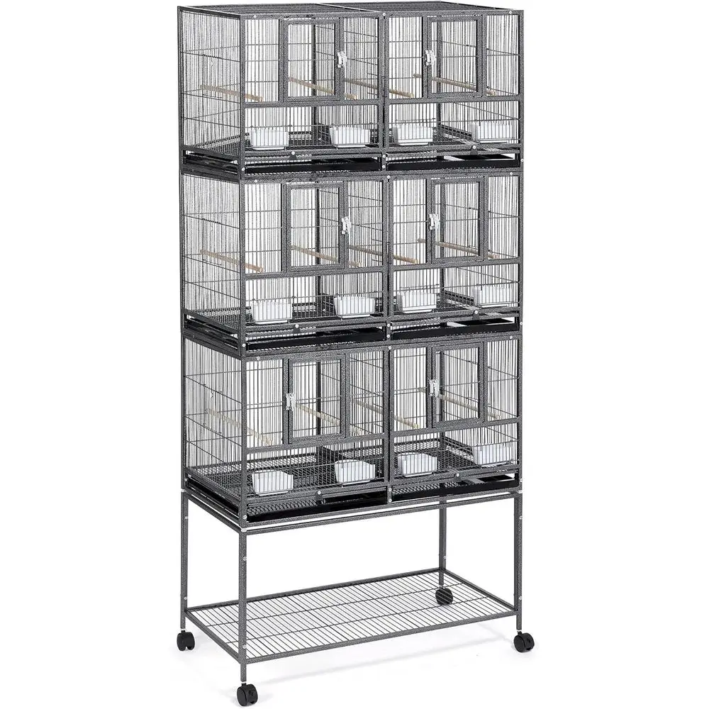 

Divided Breeder Breeding ParaBird Cage for Canaries, Cockatiels, Lovebirds, Budgies, Small Parrots with Rolling Stand, Black
