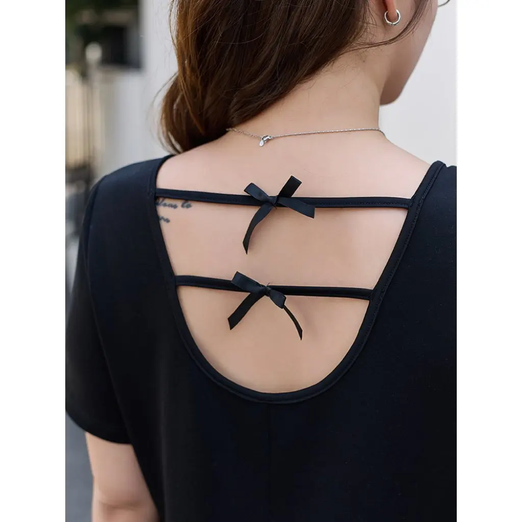 Женское темпераментное платье во французском стиле с квадратным воротником и полым бантом, юбка для похудения больших размеров для полных девочек