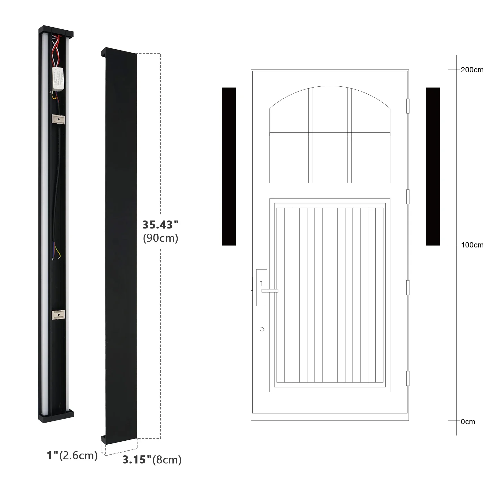 Imagem -06 - Lâmpada Led de Parede Impermeável Moderna 90cm Long Strip Ip65 Wall Lights Luz de Iluminação para Jardim Fence Villa Varanda Home Decor