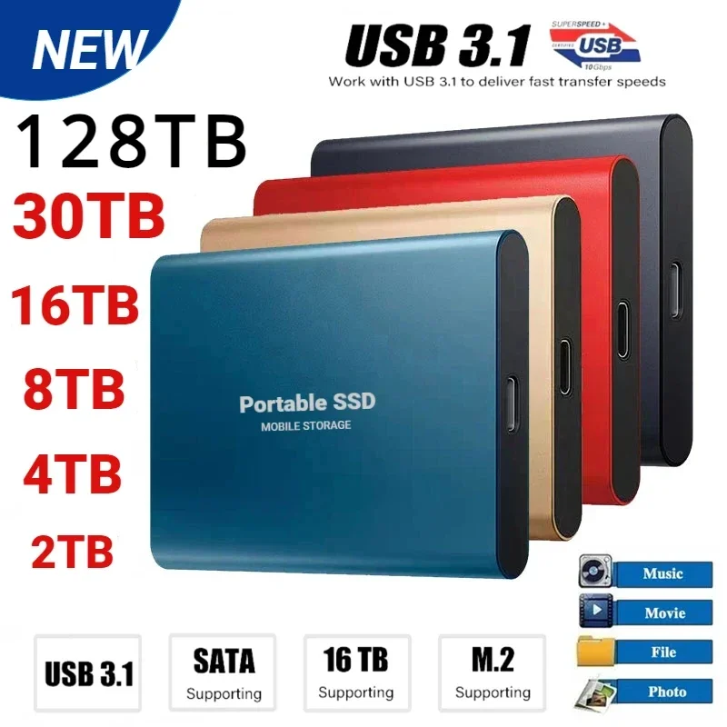 Tragbare SSD 2TB externe Solid-State-Laufwerk 8TB Hochgeschwindigkeits-USB 3.0-Festplatte m.2 Typ-C-Schnitts telle Speicher diskette für PC-Laptop