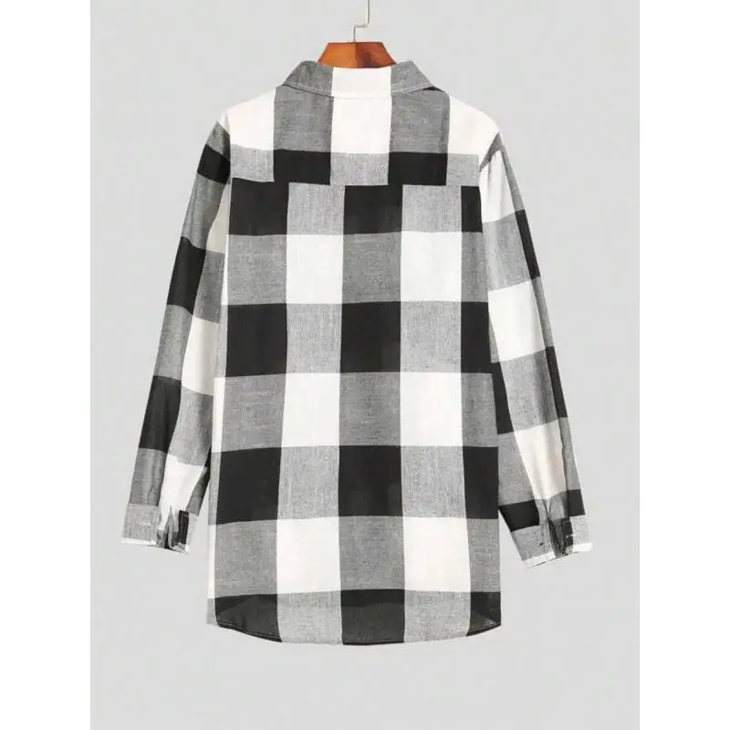 Plaid Linen Men's Long Sleeve Shirt CleanFit Cuban Collar PU Leather Fleece Lined Summer Unisex Inner Wear Three-Quarter Sleeve