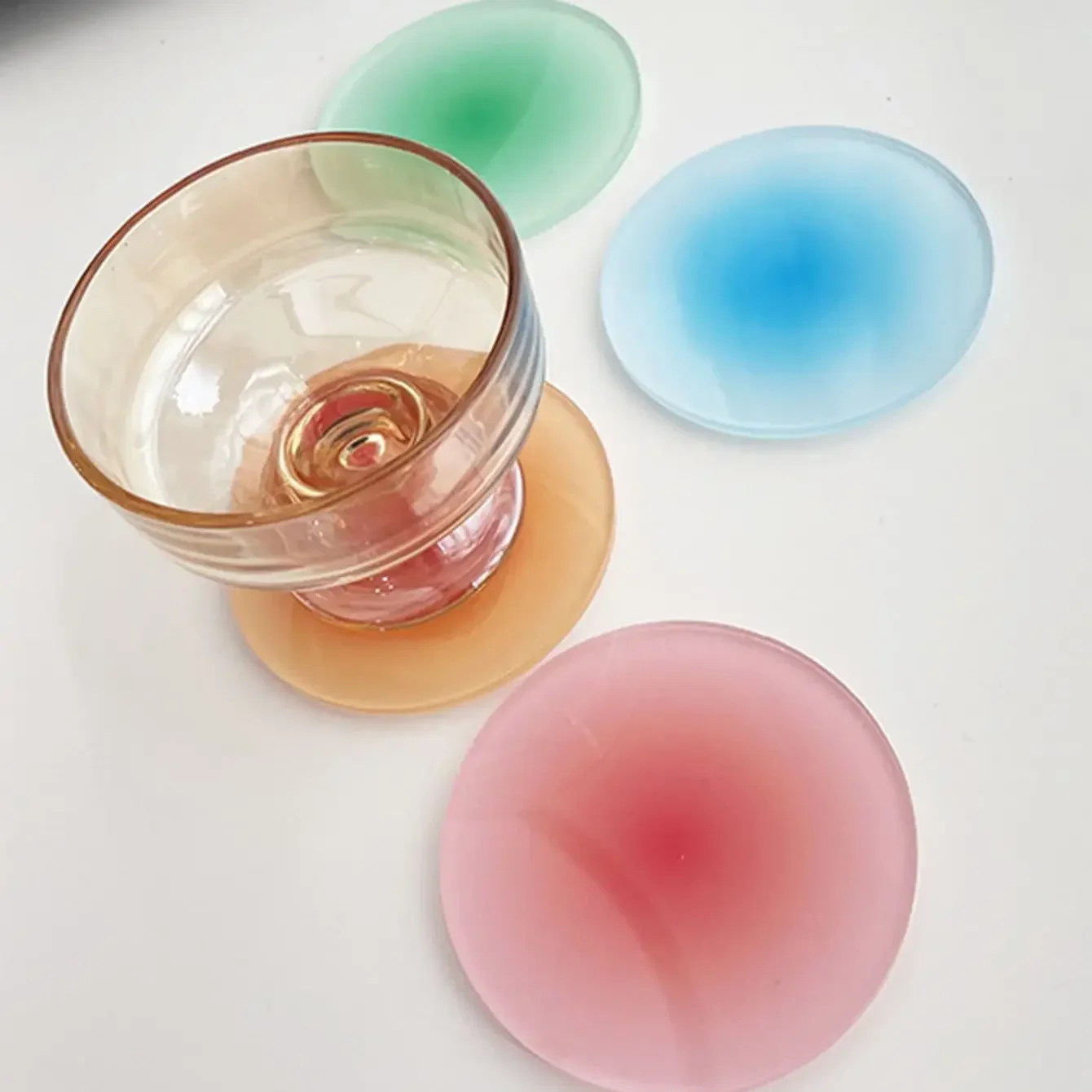 coaster set coasters Gradient Colour Non-slip Acrylic Coasters Photo Props Bar Cafe Desktop Decorations Mug Cup Mat