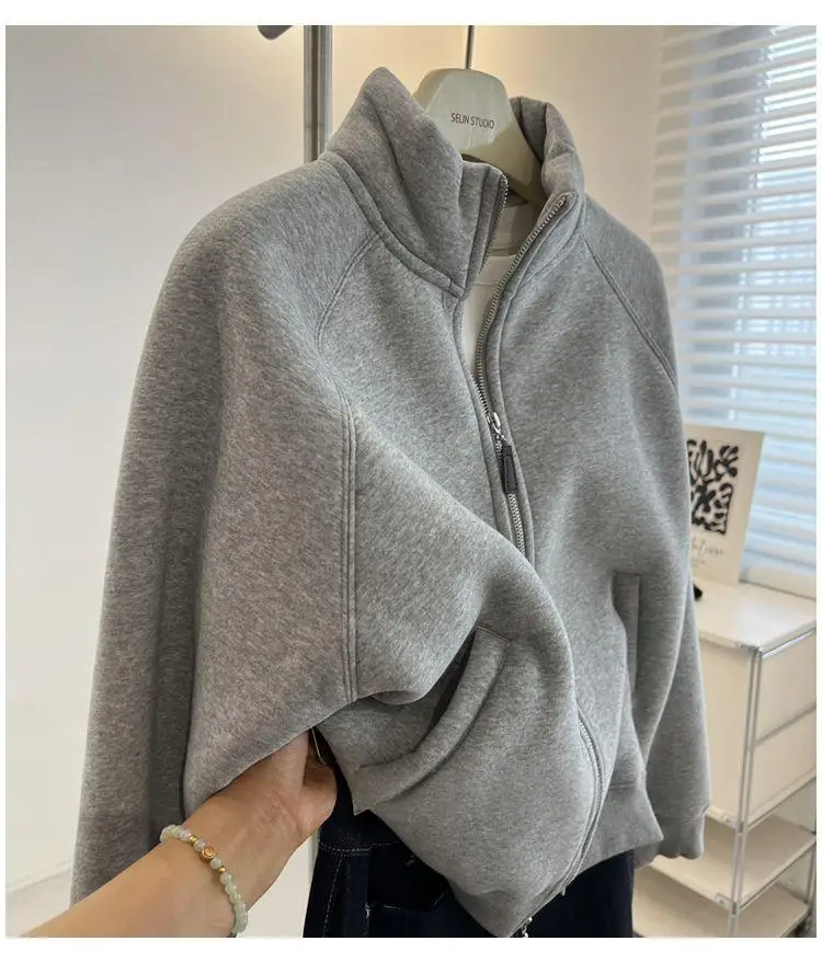 Fleece Sweatshirt No Hat Womens Heavyweight Winter Plush Corduroy Handcrafted Raglan Star-Shaped Laceup O Neckz Girls' Flocking