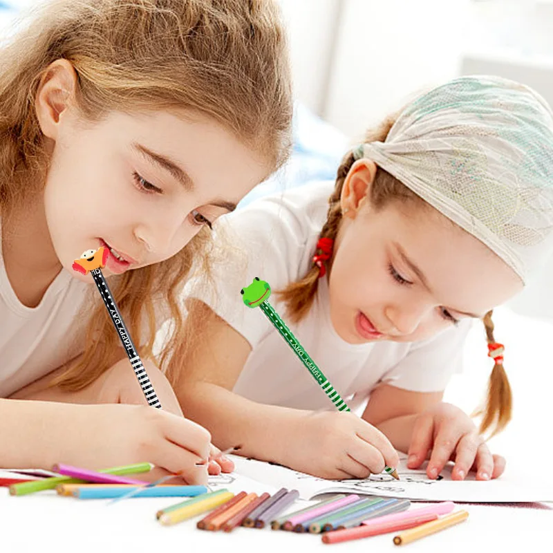 قلم رسم على شكل حيوان كرتوني مع ممحاة ، قلم رسم HB خشبي للأطفال ، هدايا حفلات أعياد الميلاد ، مواد حشو ، أدوات مكتبية ، 19 + ، 5-40