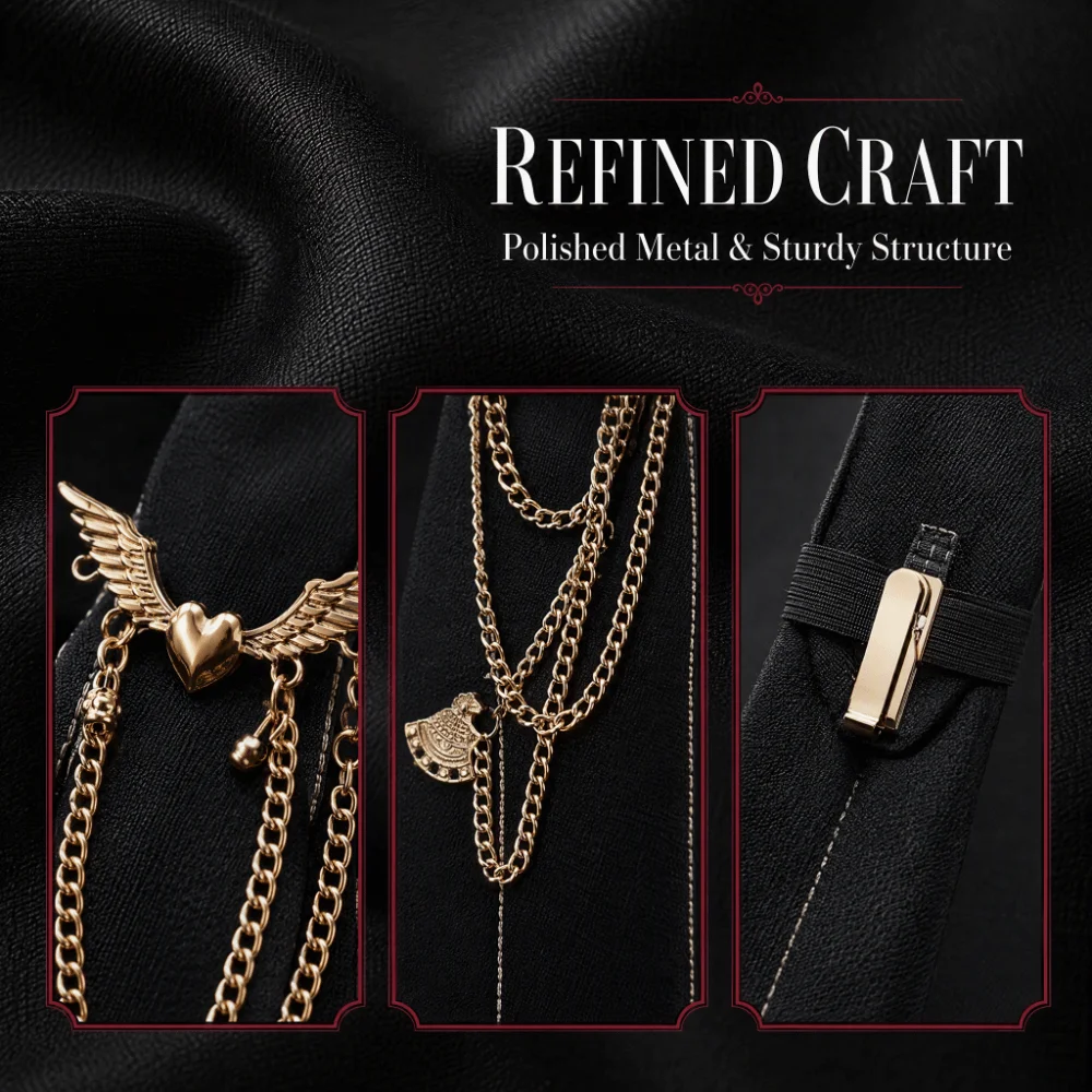 Fashion Polyester JK Collar Pin No Tie Needed Casual Chain Neck Accessory Preppy Style Uniform Collar Clip Campus Daily Outfit