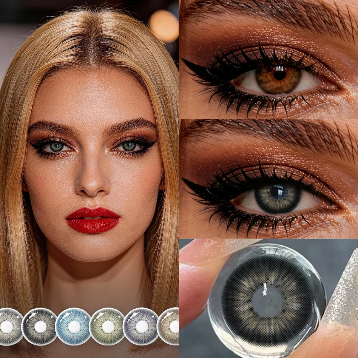 Visuashow schwarze Kontaktlinsen, Kosmetik, farbige Kontaktlinsen, 2 Stück, für den jährlichen Gebrauch, kleine Pupillen-Farbkontaktlinsen für Cosplay-Make-up, schwarze kontaktlinsen – Detail 8