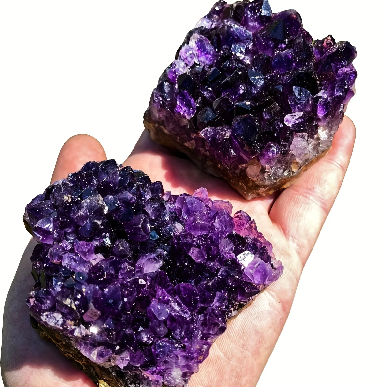 Natural Brazilian Amethyst Cluster Deep Purple Crystal Specimen with Terminated Points Reiki Chakra Healing Home Decor Gift