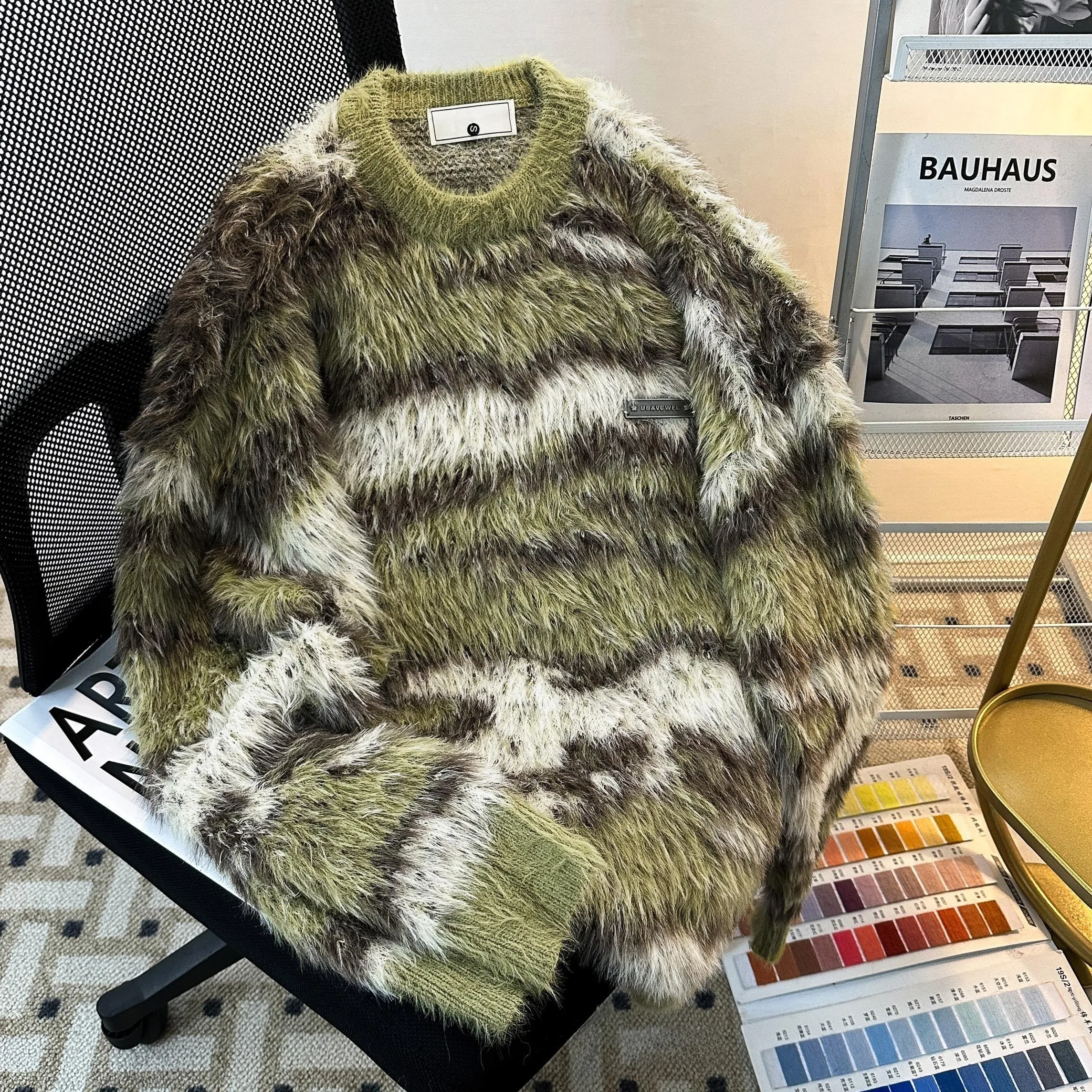 

Мужской вязаный свитер из вельвета под норку, осенне-зимний, свободного кроя, в стиле ретро, парный, американский базовый слой, трикотаж