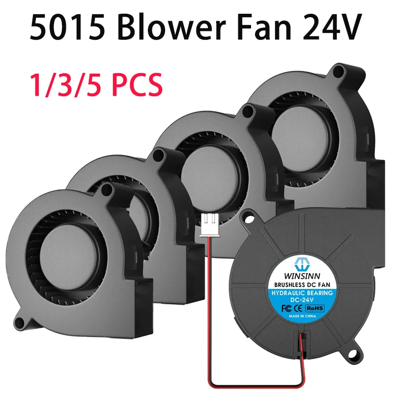 1/3/5 Stück 5015 Lüfter 24V 50mmx15mm Hochgeschwindigkeits-5015-Kühlventilator 2-Pin Doppelkugellager 8500 U/min für 3D-Drucker – Detail 1