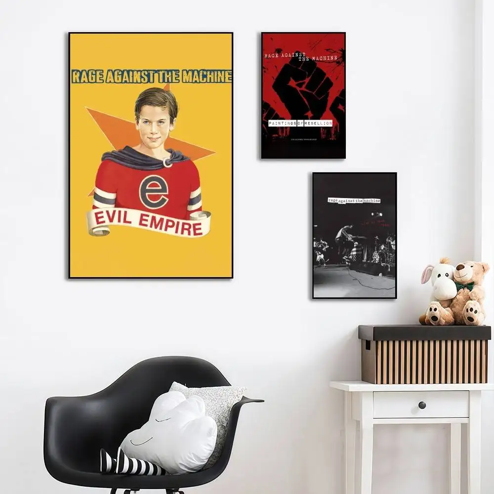 Pegatina de póster de alta definición de la banda R-Rage A-Against the Machine, para decorar las paredes del hogar y de la habitación, disponible en diversos estilos.