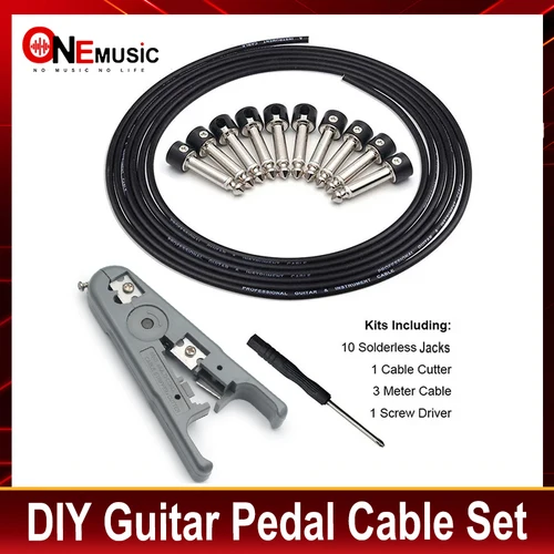 Cable de conexión de Pedal de guitarra DIY, tablero de Pedal sin soldadura, Kit de Cable de cobre, 10 pies, 10 estilos, Audio, 6,35 conectores para Pedal de guitarra