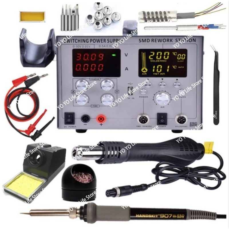 

9305D Цифровой паяльник SMD Термофен Автоматический сон BGA Паяльная станция 110 В/220 В Usb 5 В 2 А Источник питания постоянного тока 30 В 5 А