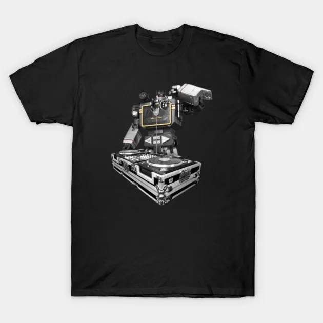 

Men‘s Transformers GEN 1 Soundwave T-Shirt 80s Cartoon Robot Hip Hop DJ Turntables Print Hip-hop Style Unisex Casual Tee Top