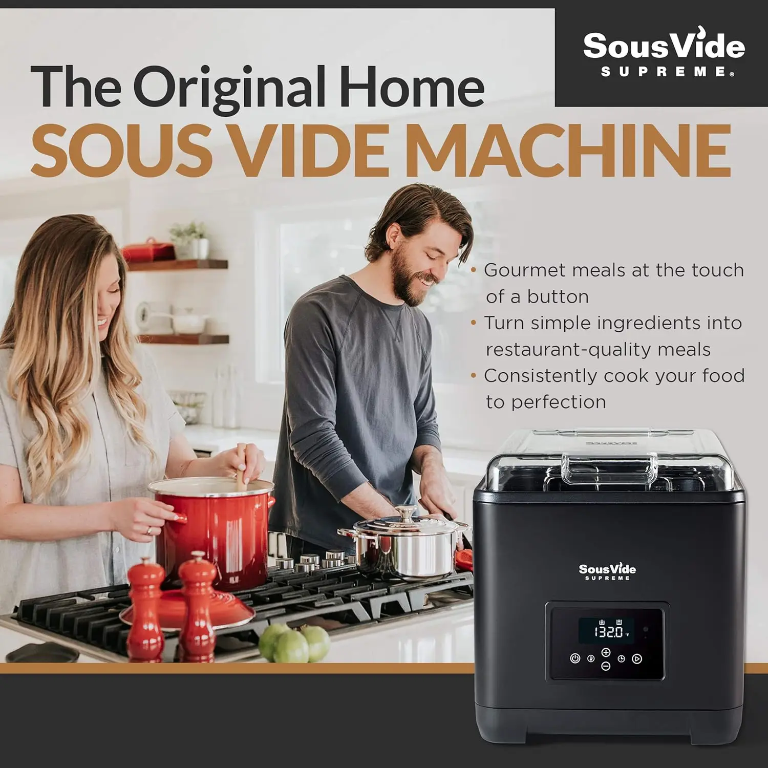 Supreme Touch 9 Liter  Sous Vide Water Oven  Accurate and Stable Temperature  Touch Control Water Bath Cooker  Quiet Operati