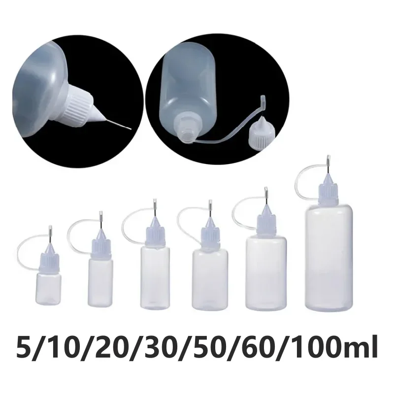 

5ml-100ml Plastic Squeezable Needle Bottles Eye Liquid Dropper Sample Drop Can Be Glue Ink Applicator Refillable Containers