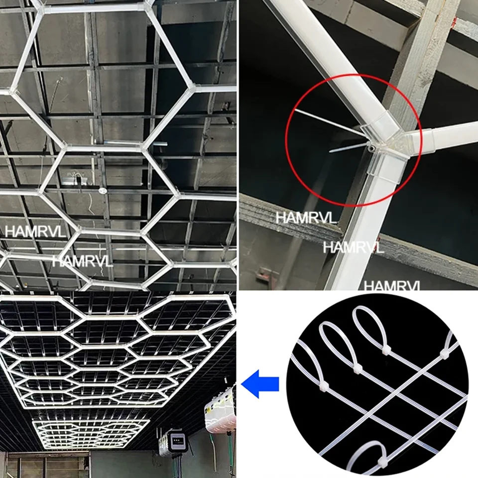 Led Honeycomb Light Garage Light Hexagon Led lamp AC85-265V Led Tube Ceiling Lighting Splicing For Auto Body Repair Workshop