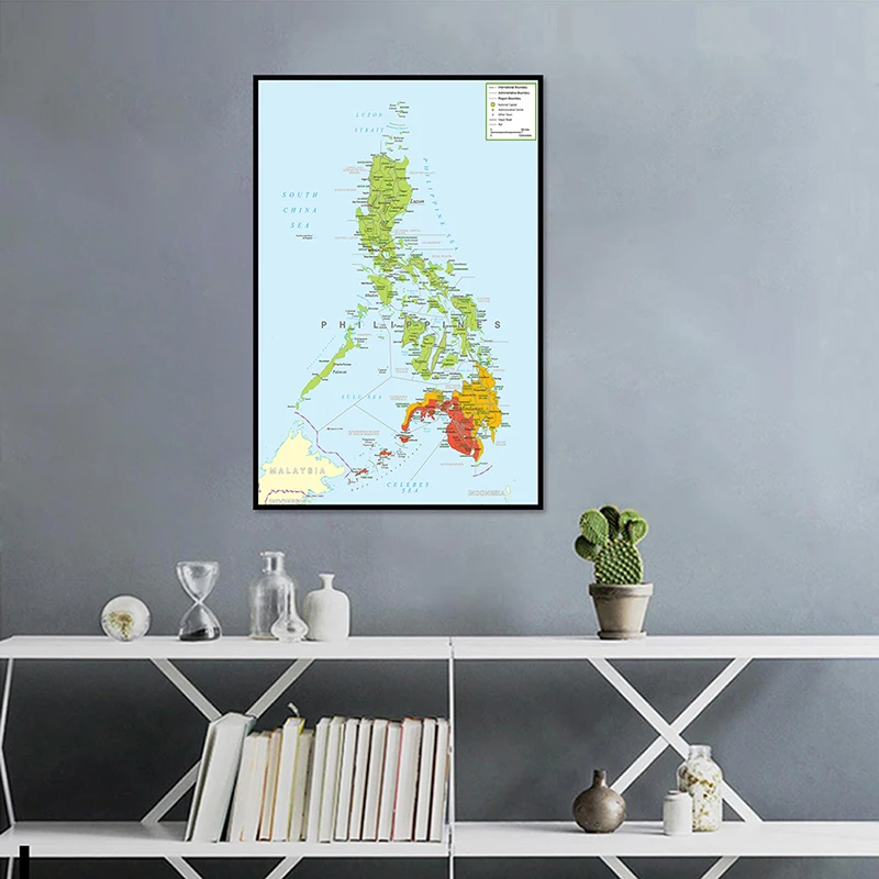 60*90cm mapa Filipiny ścienne dekoracyjne płótno malarstwo bez ramki plakat artystyczny druk salon Home Decor przybory szkolne