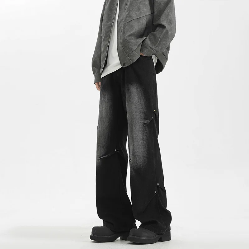 

Новые мужские модные широкие повседневные джинсы, базовые винтажные брюки высокого качества, новые прямые джинсовые брюки на открытом воздухе, мужские