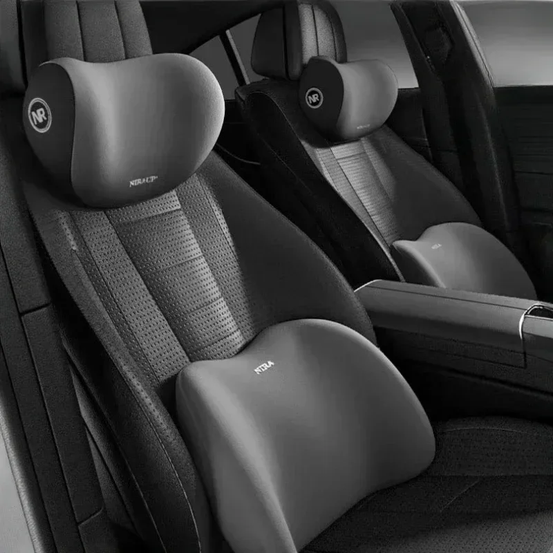 Auto Memory Foam Seat Cushion Set Headrest & Lumbar Pillow Support for Driving Comfort Car Back Neck Cushion Accessories