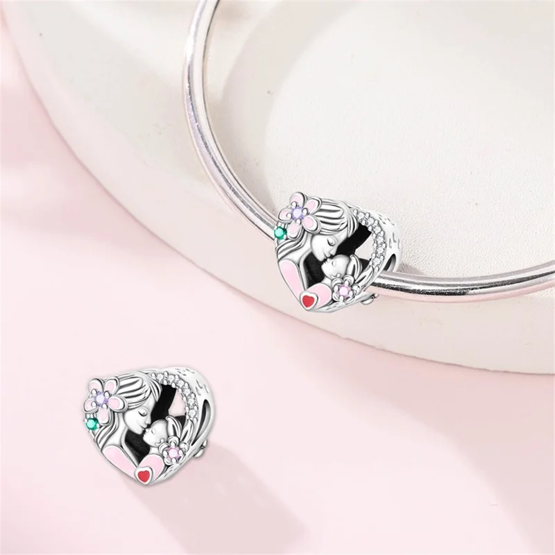 New 925 Sterling Silver Parent Child Holding Hands Charms Beads For Women Fit Original Bracelet DIY Mother's Day Jewelry Gifts