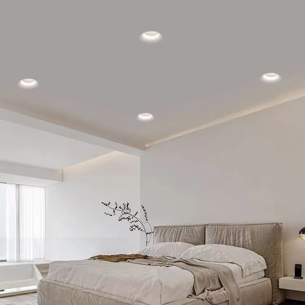 Recessed Gypsum Downlight Ceiling Lamp LED Anti-Glare Embedded Borderless Spotlight Living Room Bedroom Aisle Home Lighting