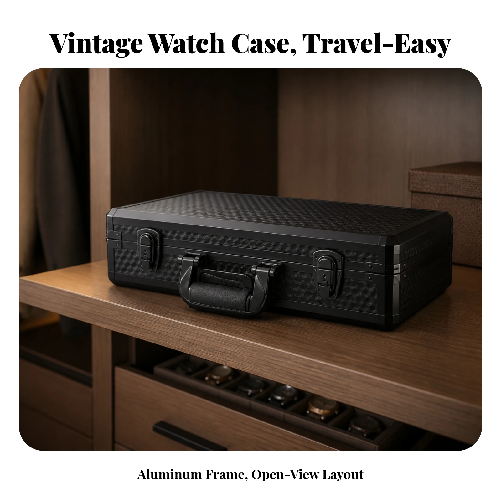Case Safeguarding Watch Briefcase with Compartments Organizer Long-Lasting for Collectors, Travel, Display